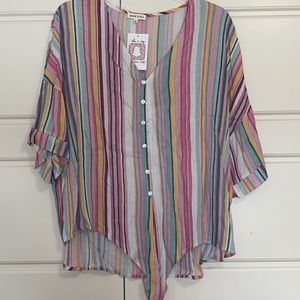 Rainbow Striped blouse Large